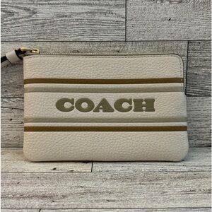 Coach Corner Zip Wristlet Varsity Stripe Chalk Multi